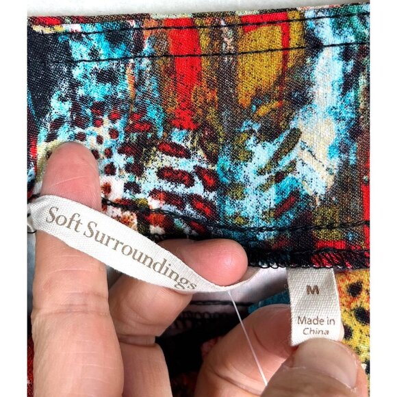 (NWT) Soft Surroundings Straight leg Ankle pants M red watercolor - Picture 2 of 10